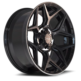 4PLAY 4P06 Gen2 Wheel - 20x9 Gloss Black w/ Brushed Face-Tinted Clear Rim (5x127/139.7 Bolt Patte...