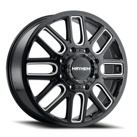 Mayhem 8107D Cogent Dually Wheel - 22x8.25 Gloss Black w/ Milled Spokes Rim (8x200 Bolt Pattern, ...