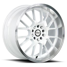 SHIFT H28 Crank Wheel - 18x8.5 White w/ Polished Lip Rim (5x114.3/120 Bolt Pattern, +30mm Offset,...