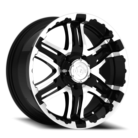 Gear Off Road 713MB Doublepump Wheel - 16x8 Mirror Machined Face Machined w/ Gloss Black Accents ...