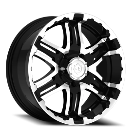 Gear Off Road 713MB Doublepump Wheel - 16x8 Mirror Machined Face Machined w/ Gloss Black Accents ...