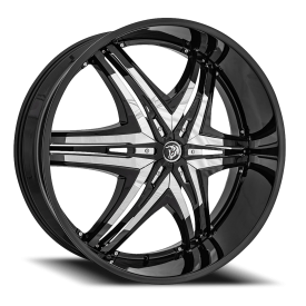 Diablo Elite Wheel - 22x9.5 Gloss Black w/ Chrome Inserts Rim (6x127 Bolt Pattern, +35mm Offset, ...
