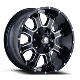 Mayhem 8103 Fierce Wheel - 20x10 Gloss Black w/ Milled Spokes Rim (5x127/139.7 Bolt Pattern, -19m...