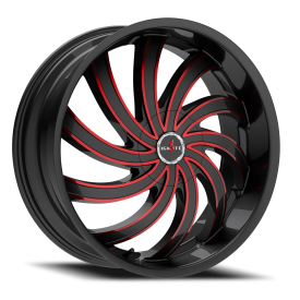 Strada G04 Flame Wheel - 20x8.5 Gloss Black w/ Candy Red Milled Rim (5x108/114.3 Bolt Pattern, +3...