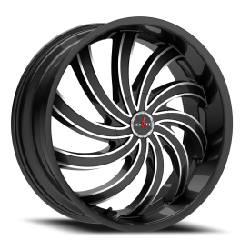 Strada G04 Flame Wheel - 20x8.5 Gloss Black w/ Milled Rim (5x108/114.3 Bolt Pattern, +35mm Offset...