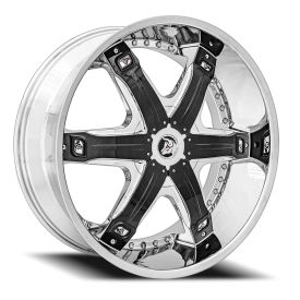 Diablo Fury Wheel - 24x10 Chrome w/ Gloss Black Inserts Rim (5x114.3 Bolt Pattern, +12mm Offset, ...