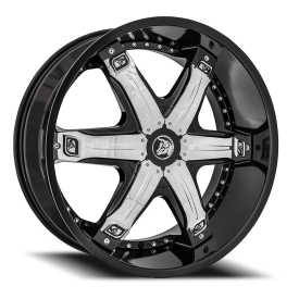 Diablo Fury Wheel - 24x10 Gloss Black w/ Chrome Inserts Rim (6x135/139.7 Bolt Pattern, +35mm Offs...