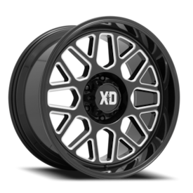 XD XD849 Grenade 2 Wheel - 20x10 Gloss Black w/ Milled Rim (6x139.7 Bolt Pattern, +12mm Offset, 1...