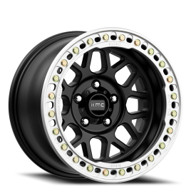KMC KM235 Grenade Crawl Beadlock Wheel - 17x8.5 Satin Black Rim (5x127 Bolt Pattern, 0mm Offset, ...