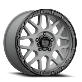 KMC KM535 Grenade Off-Road Wheel - 17x9 Matte Gray w/ Matte Black Lip Rim (5x127 Bolt Pattern, -1...