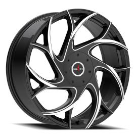 Strada G02 Inferno Wheel - 24x8.5 Gloss Black w/ Milled Tips Rim (5x112/115 Bolt Pattern, +35mm O...
