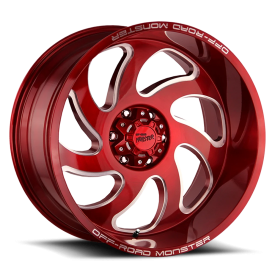 Off-Road Monster M07 Wheel - 20x10 Candy Red Rim (6x139.7 Bolt Pattern, -19mm Offset, 106.4mm Hub...
