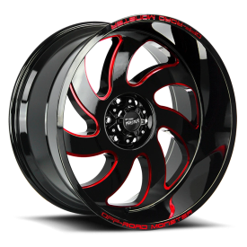 Off-Road Monster M07 Wheel - 20x10 Gloss Black w/ Candy Red Milled Rim (5x127 Bolt Pattern, -19mm...