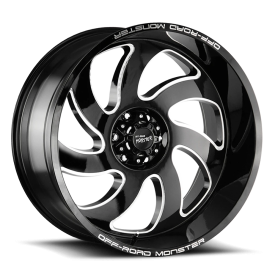 Off-Road Monster M07 Wheel - 20x10 Gloss Black w/ Milled Rim (5x127 Bolt Pattern, -19mm Offset, 7...