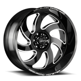 Off-Road Monster M07 Wheel - 20x10 Gloss Black w/ Milled Rim (6x135 Bolt Pattern, -19mm Offset, 8...