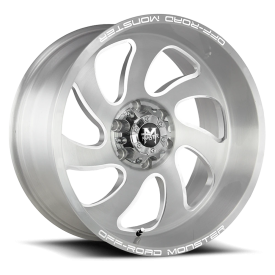 Off-Road Monster M07 Wheel - 20x10 Silver w/ Brushed Face Rim (5x127 Bolt Pattern, -19mm Offset, ...
