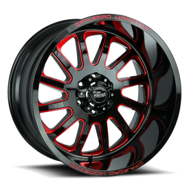 Off-Road Monster M17 Wheel - 20x10 Gloss Black w/ Candy Red Milled Rim (6x139.7 Bolt Pattern, -19...