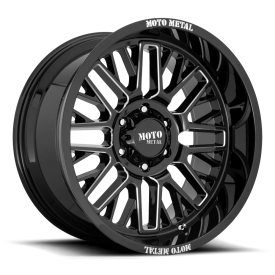 Moto Metal MO802 Warlock Wheel - 20x10 Gloss Black w/ Milled Rim (5x150 Bolt Pattern, -18mm Offse...