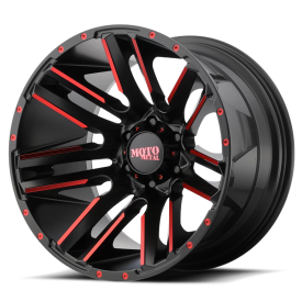 Moto Metal MO978 Razor Wheel - 20x10 Satin Black w/ Machined-Red Clear Coat Rim (6x139.7 Bolt Pat...