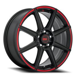Motegi MR142 CS8 Wheel - 18x8 Satin Black w/ Red Stripe Rim (5x114.3/120 Bolt Pattern, +45mm Offs...