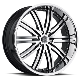 2Crave No.11 Wheel - 22x9.5 Gloss Black w/ Diamond Cut Face-Chrome Lip Rim (6x135 Bolt Pattern, +...