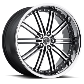 2Crave No.33 Wheel - 20x10 Gloss Black w/ Diamond Cut Face-Chrome Lip Rim (5x112 Bolt Pattern, +3...