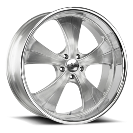 Strada C02 Old Skool Wheel - 24x10 Brushed Silver w/ Milled SS Rim (5x115 Bolt Pattern, +15mm Off...