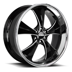 Strada C02 Old Skool Wheel - 24x10 Gloss Black w/ Milled SS Lip Rim (5x115 Bolt Pattern, +15mm Of...