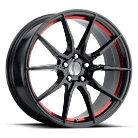 Performance Replicas PR193 Wheel - 18x9 Gloss Black w/ Red Machined Rim (5x114.3 Bolt Pattern, +3...