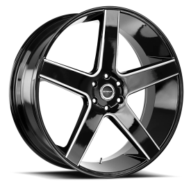 Strada S35 Perfetto Wheel - 28x10 Gloss Black w/ Milled Rim (6x139.7 Bolt Pattern, +24mm Offset, ...