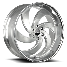 Strada C06 Retro 6 Wheel - 24x10 Brushed Silver w/ Milled SS Rim (6x139.7 Bolt Pattern, +24mm Off...