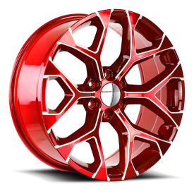 Strada OE Replica R176 Snowflake Wheel - 24x10 Candy Red w/ Milled Rim (6x139.7 Bolt Pattern, +31...