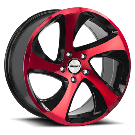 SHIFT H22 Strut Wheel - 17x8 Gloss Black w/ Candy Red Face Rim (5x100 Bolt Pattern, +35mm Offset,...