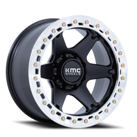 KMC KM238 VI Beadlock Wheel - 20x10 Satin Black w/ Machined Ring Rim (5x127 Bolt Pattern, -48mm O...
