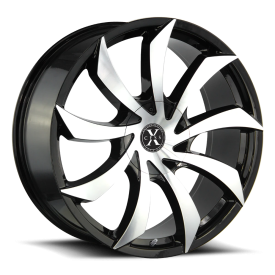 XCess X01 Wheel - 22x9 Gloss Black w/ Machined Rim (5x115/120 Bolt Pattern, +15mm Offset, 72.6mm ...