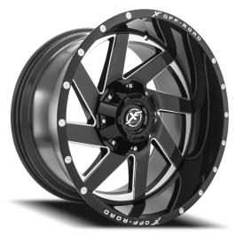 XF Off-Road XF-205 Wheel - 20x10 Gloss Black w/ Milled Rim (5x114.3/127 Bolt Pattern, -12mm Offse...