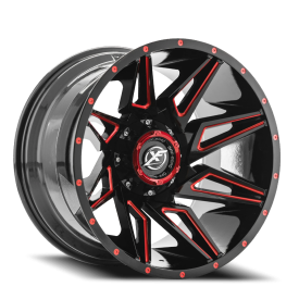 XF Off-Road XF-218 GLOSS BLACK & RED MILLED - 20X10 - 5x127 BP, -24MM Offset