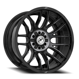 XF Off-Road XF-232 Wheel - 20x10 Gloss Black w/ Machined Titanium-DDT Rim (5x127/139.7 Bolt Patte...