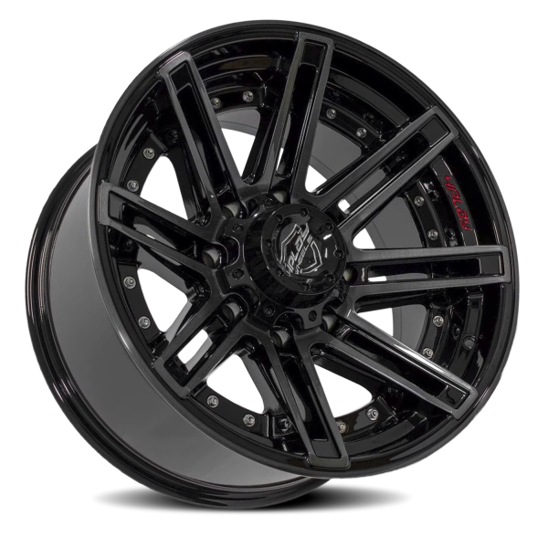 4PLAY 4P08 Gen2 Wheel - 22x10 Gloss Black w/ Brushed Face-Tinted Clear Rim (8x180 Bolt Pattern, -...