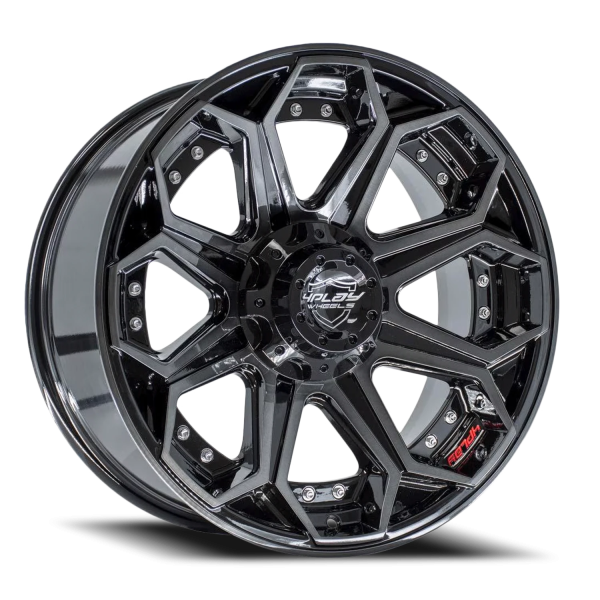 4PLAY 4P80R Gen2 Wheel - 22x12 Gloss Black w/ Brushed Face-Tinted Clear Rim (8x180 Bolt Pattern, ...