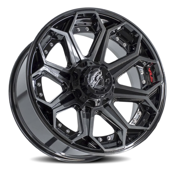 4PLAY 4P80R Gen2 Wheel - 22x12 Gloss Black w/ Brushed Face-Tinted Clear Rim (8x180 Bolt Pattern, ...