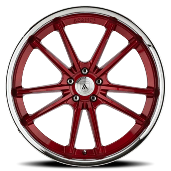 Asanti Black Label ABL-23 Sigma Wheel - 20x10.5 Candy Red w/ Chrome Lip Rim (5x112 Bolt Pattern, ...