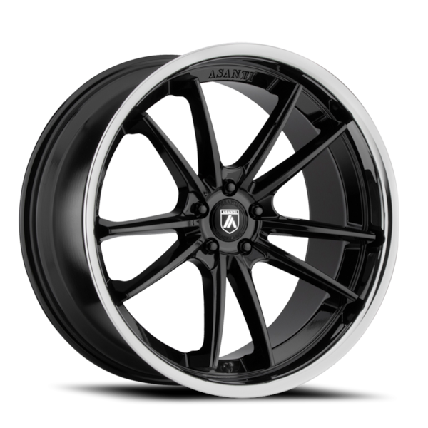 Asanti Black Label ABL-23 Sigma Wheel - 20x10.5 Gloss Black w/ Chrome Lip Rim (5x114.3 Bolt Patte...