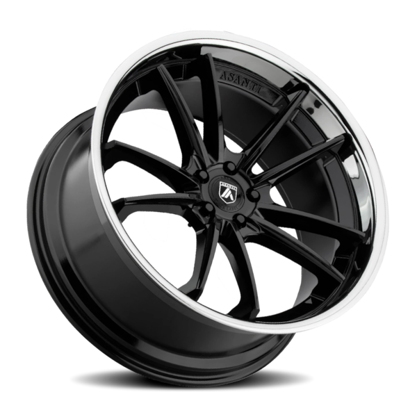 Asanti Black Label ABL-23 Sigma Wheel - 22x10.5 Gloss Black w/ Chrome Lip Rim (5x112 Bolt Pattern...