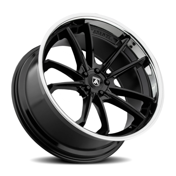 Asanti Black Label ABL-23 Sigma Wheel - 22x9 Gloss Black w/ Chrome Lip Rim (5x112 Bolt Pattern, +...