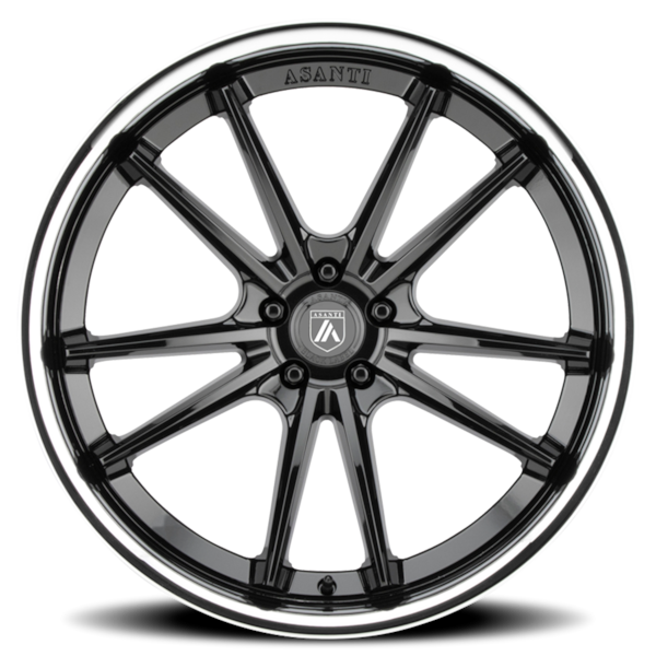 Asanti Black Label ABL-23 Sigma Wheel - 22x10.5 Gloss Black w/ Chrome Lip Rim (5x115 Bolt Pattern...