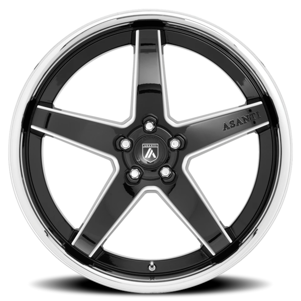 Asanti Black Label ABL-31 Regal Wheel - 20x10.5 Gloss Black w/ Milled-Chrome Lip Rim (5x112 Bolt ...