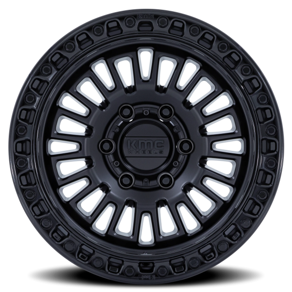 KMC KM554 Aztec Wheel - 17x8.5 Matte Black w/ Gloss Black Lip Rim (5x127 Bolt Pattern, 0mm Offset...