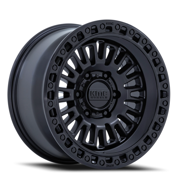 KMC KM554 Aztec Wheel - 17x8.5 Matte Black w/ Gloss Black Lip Rim (6x135 Bolt Pattern, 0mm Offset...