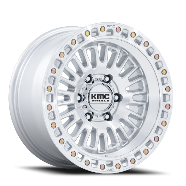 KMC KM554 Aztec Wheel - 17x8.5 Gloss Silver w/ Machined Face Rim (6x139.7 Bolt Pattern, 0mm Offse...